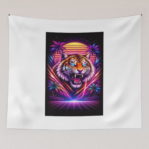 Item preview, Vaporwave Tiger Head – Retro Futuristic Neon Jungle designed and sold by Fleetwood1994.