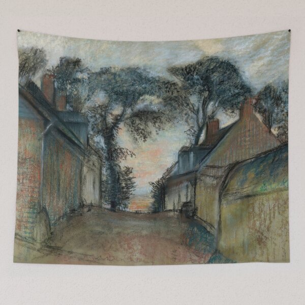 Item preview, La Rue Quesnoy a Saint Valery Sur Somme by Edgar Degas: Serene Village Landscape designed and sold by artofuniverse.