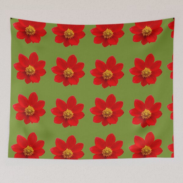 Item preview, Red flower on green background  designed and sold by happytraveller1.
