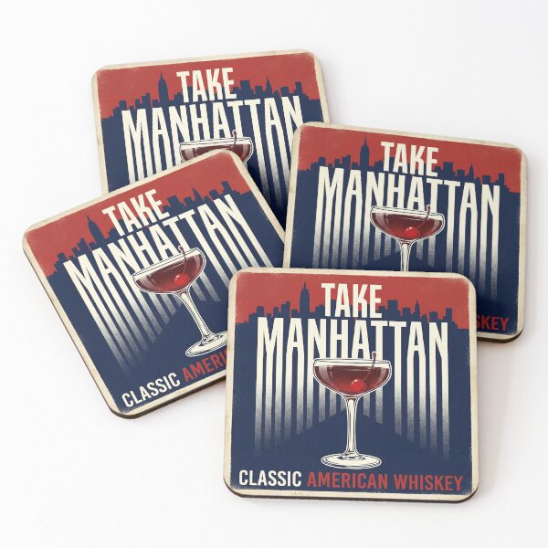 Item preview, Take Manhattan – Vintage Propaganda Style Cocktail Art Print designed and sold by Cozy-Old-Pub.