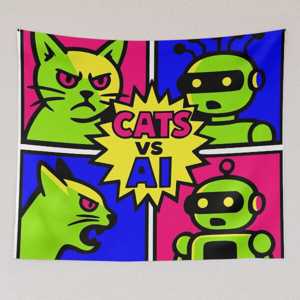 Item preview, Cats vs. AI – Pop Art Clash designed and sold by ZeitgeistSeason.