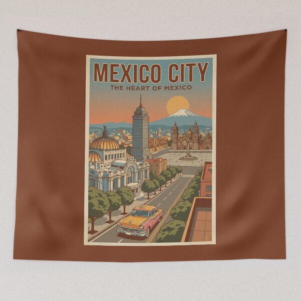 Item preview, Mexico City Mexico Illustration Travel Art Vintage designed and sold by KrisSidDesigns.