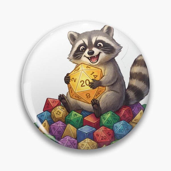 Item preview, Cute Chaotic Raccoon Dice Goblin Hoarding Nat 20 D20 DnD TTRPG designed and sold by StickyGuys.