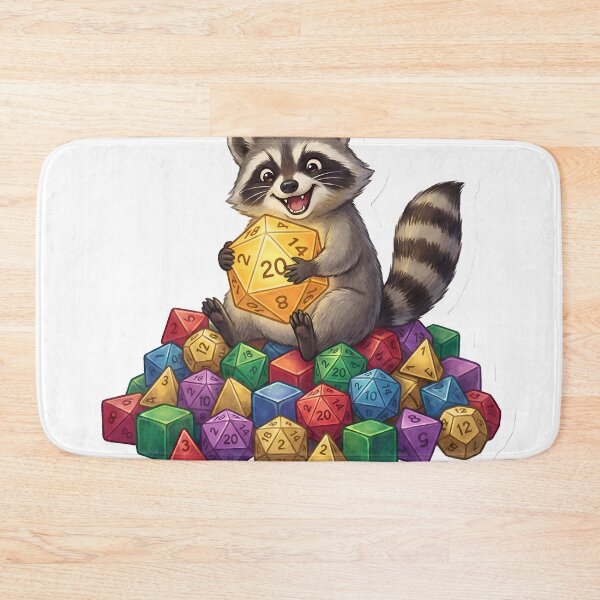 Item preview, Cute Chaotic Raccoon Dice Goblin Hoarding Nat 20 D20 DnD TTRPG designed and sold by StickyGuys.
