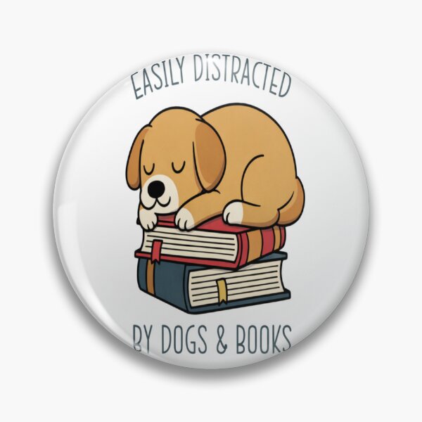 Item preview, Easily Distracted by Dogs and Books – Cute Dog Lying on Books T-Shirt designed and sold by Lulu Shop.