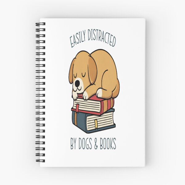 Item preview, Easily Distracted by Dogs and Books – Cute Dog Lying on Books T-Shirt designed and sold by Lulu Shop.