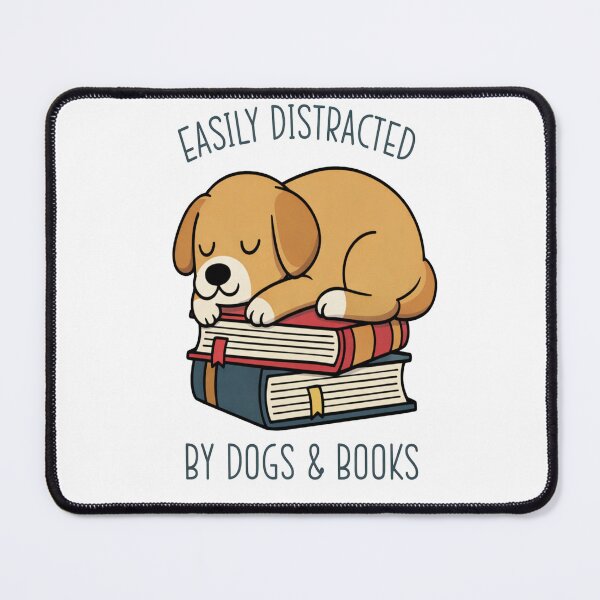 Item preview, Easily Distracted by Dogs and Books – Cute Dog Lying on Books T-Shirt designed and sold by Lulu Shop.