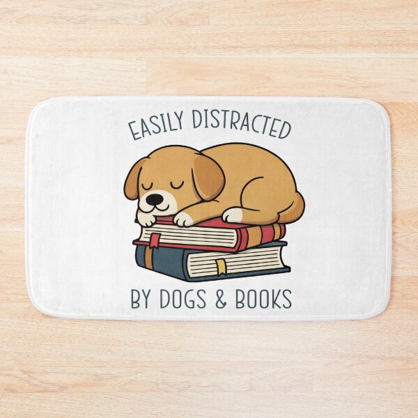 Item preview, Easily Distracted by Dogs and Books – Cute Dog Lying on Books T-Shirt designed and sold by Lulu Shop.