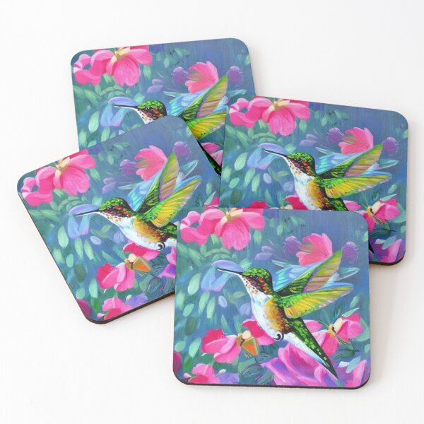 Item preview, Joyful Hummingbird Garden Artwork for Nature Decor Fans designed and sold by WildStroke.