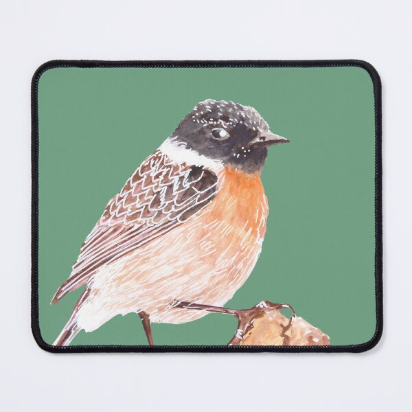 Item preview, Stonechat soft green bird illustration designed and sold by art-elodie-g.