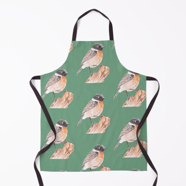 Item preview, Stonechat soft green bird illustration designed and sold by art-elodie-g.