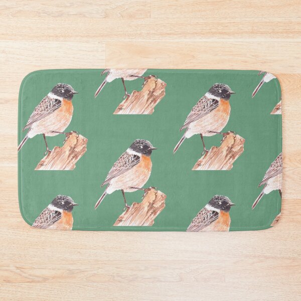 Item preview, Stonechat soft green bird illustration designed and sold by art-elodie-g.