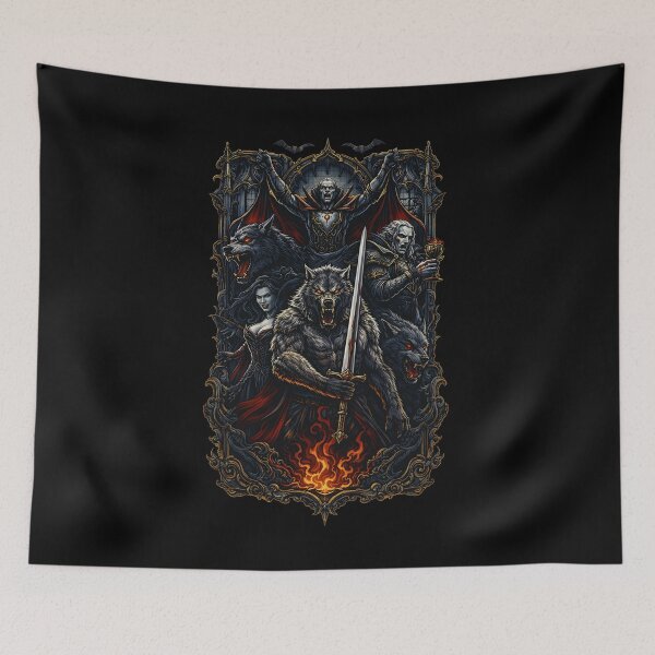 Item preview, Dracula’s Nightfall – Gothic Vampire & Werewolf Dark Fantasy Art designed and sold by Otaku Style.