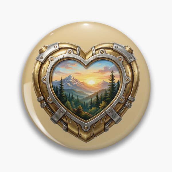 Item preview, Godna Mechanical Gold Heart Mountain Sunset Landscape designed and sold by GODNA.