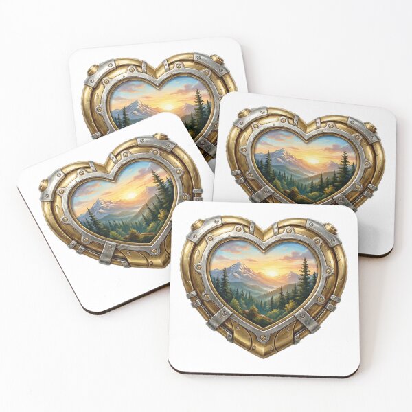 Item preview, Godna Mechanical Gold Heart Mountain Sunset Landscape designed and sold by GODNA.