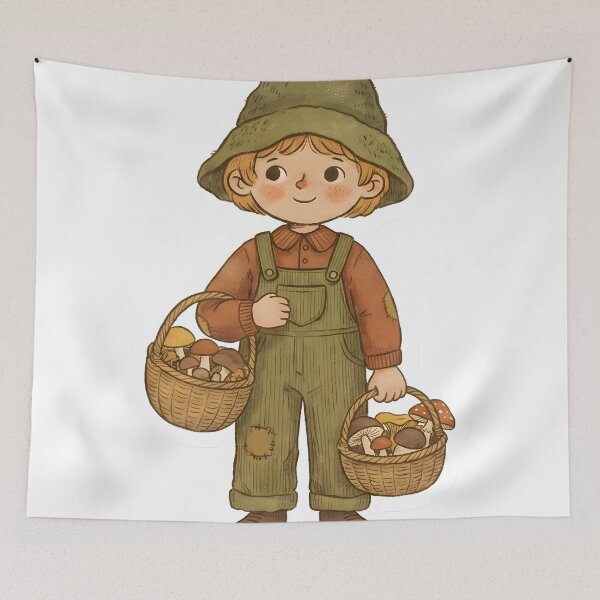 Item preview, Vintage Goblincore Mushroom Forager Character Retro Cottagecore Aesthetic designed and sold by StickyGuys.