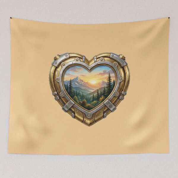 Item preview, Godna Mechanical Gold Heart Mountain Sunset Landscape designed and sold by GODNA.