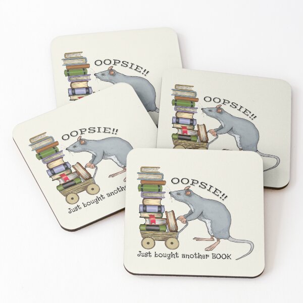Item preview, Mouse with BOOKS, Oopsie, Just Bought Another Book, Humor designed and sold by JoyfulWhimsy.
