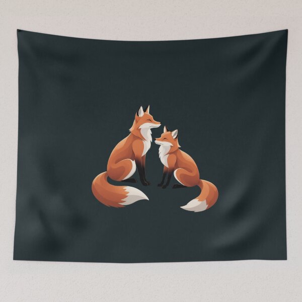Item preview, Majestic Fox Couple Woodland Wildlife Illustration Art designed and sold by CANDO ART STORE.