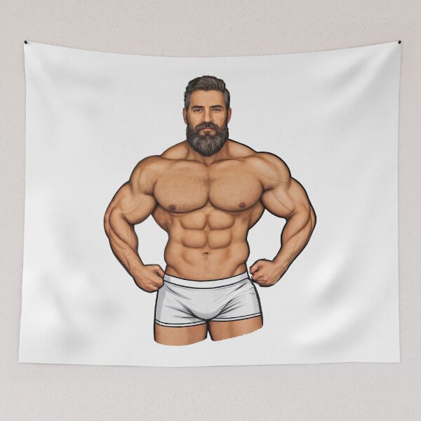 Item preview, Muscular Bodybuilder in White Shorts – Power and Strength Defined - #126 designed and sold by ForeverPrintsOK.