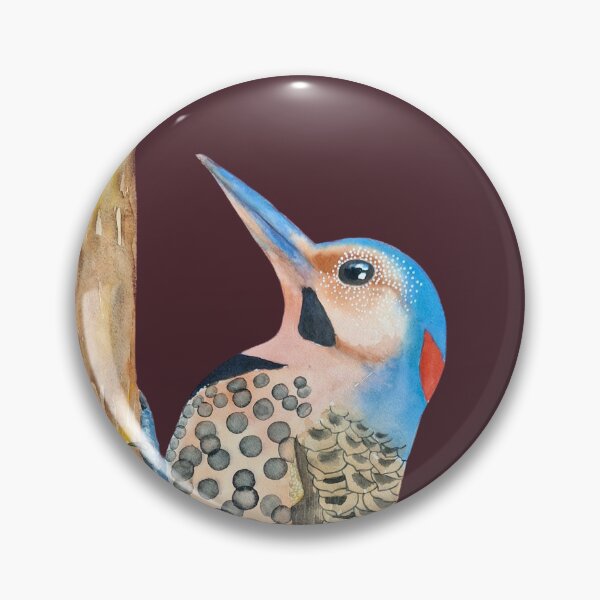 Item preview, Northern Flicker Woodpecker deep crimson bird illustration designed and sold by art-elodie-g.