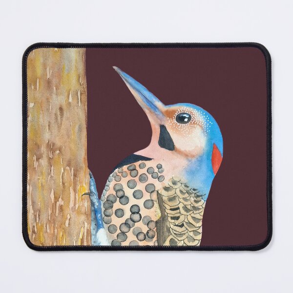 Item preview, Northern Flicker Woodpecker deep crimson bird illustration designed and sold by art-elodie-g.