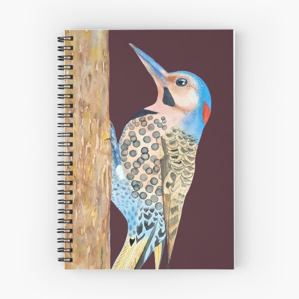 Item preview, Northern Flicker Woodpecker deep crimson bird illustration designed and sold by art-elodie-g.