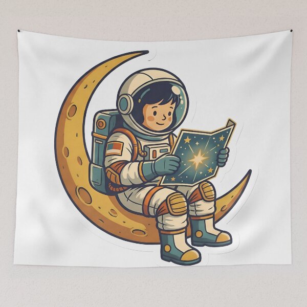 Item preview, Vintage Astronaut Character Retro Sci-Fi Cosmic Dreamer Illustration designed and sold by StickyGuys.