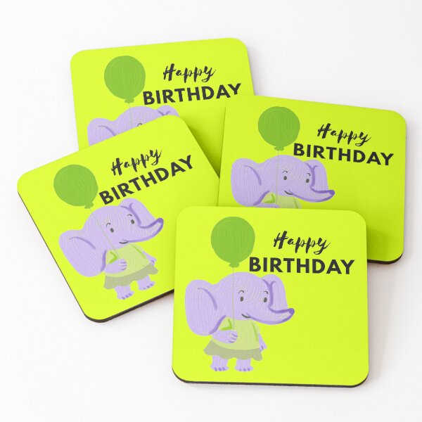Item preview, Cute Purple Elephant Birthday Illustration | Kids Happy Birthday Gift designed and sold by Adappai.