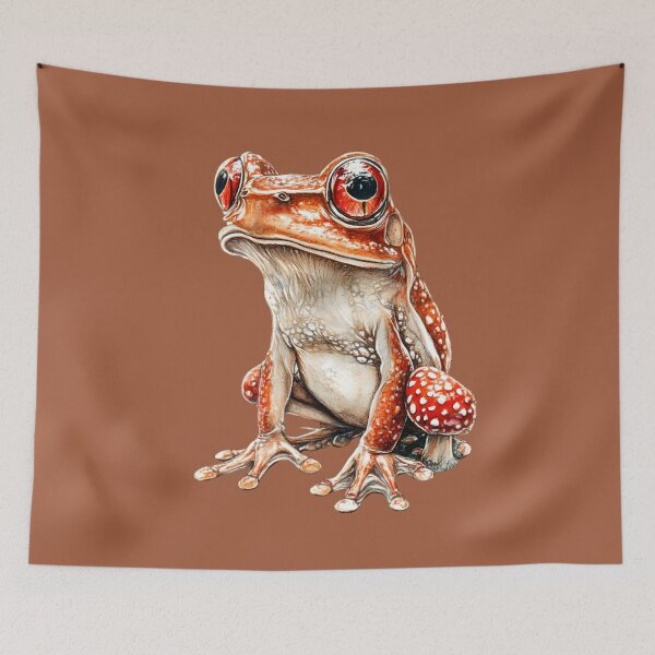 Item preview, Frog №9 Textured Orange Frog with Red Toadstool designed and sold by SyberGen.
