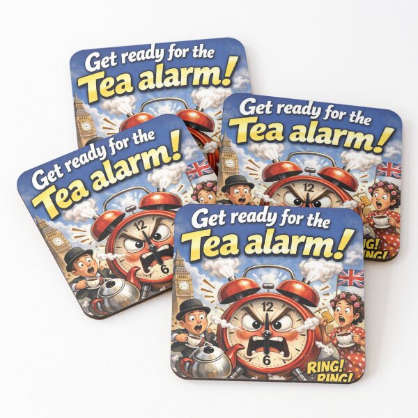 Item preview, Get Ready for the Tea Alarm – Funny British Tea Time Illustration designed and sold by GarnerSupplyCo.
