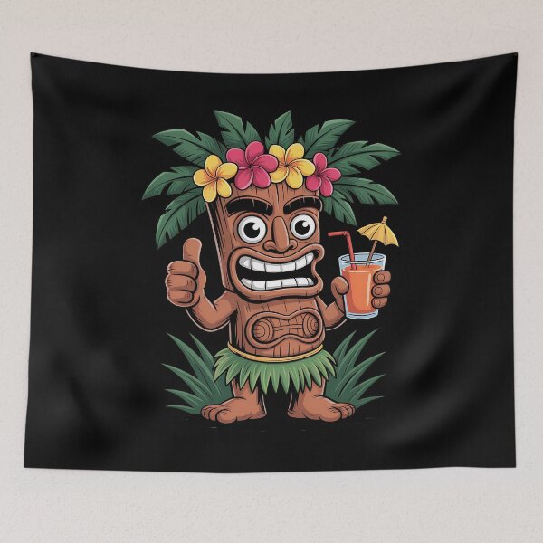 Item preview, tropical humor - beach party jokes - tiki puns - funny luau - drunk tiki - luau crew - tiki squad - hawaiian party - island vibe - grumpy tiki - funny drink - cocktail cartoon - tropical drink designed and sold by JansenGS.