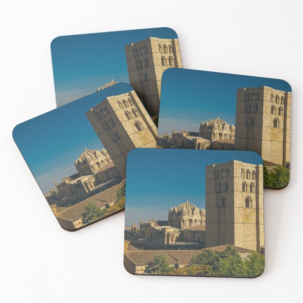 Item preview, Stone church tower of zamora cathedral viewed from jardines de baltasar lobo park in zamora designed and sold by DFLC Prints.
