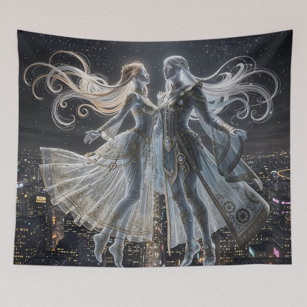 Item preview, Cosmic elegance: Above the night city designed and sold by KunstGeist.