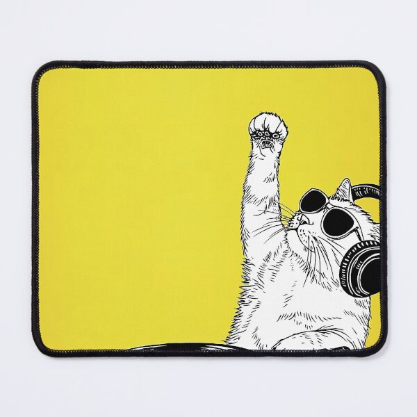 Item preview, Cool Cat DJing ?? rekord player cool cat sunglasses music mix sound dj headphones vinyl party hipster retro neon pink yellow fun designed and sold by Venon28.