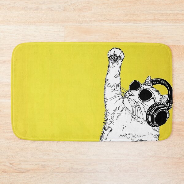Item preview, Cool Cat DJing ?? rekord player cool cat sunglasses music mix sound dj headphones vinyl party hipster retro neon pink yellow fun designed and sold by Venon28.