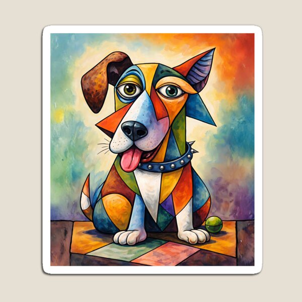 Artikelvorschau, Picasso-inspirierter Hund entworfen und verkauft von WJ Cozy Creations.