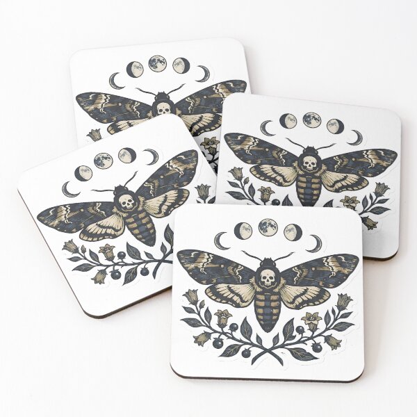 Item preview, Mystical Death Moth Woodcut Tattoo Aesthetic Moon Phases & Nightshade Illustration designed and sold by StickyGuys.