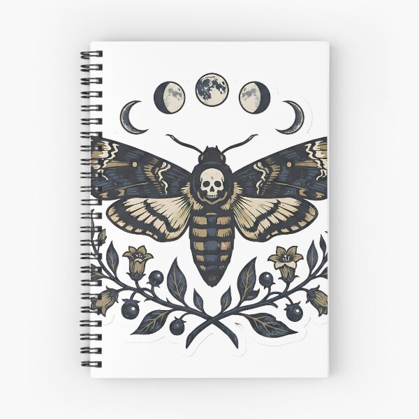 Item preview, Mystical Death Moth Woodcut Tattoo Aesthetic Moon Phases & Nightshade Illustration designed and sold by StickyGuys.