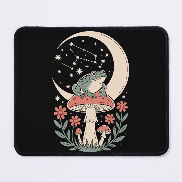 Item preview, Frog sitting on a mushroom under a crescent moon and stars designed and sold by Faissal Thomass.