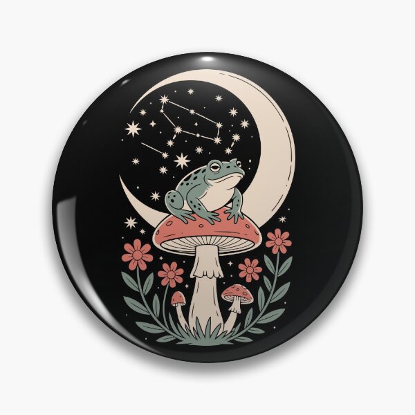 Item preview, Frog sitting on a mushroom under a crescent moon and stars designed and sold by Faissal Thomass.