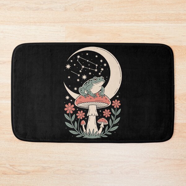 Item preview, Frog sitting on a mushroom under a crescent moon and stars designed and sold by Faissal Thomass.