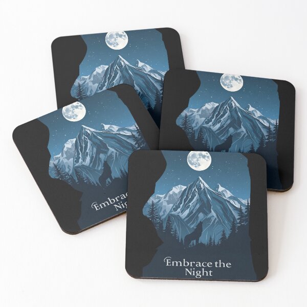 Item preview, Mountain landscape at night, full moon and a single wolf howling Embrace the Night 2 designed and sold by Neon G.