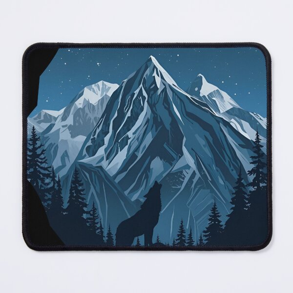 Item preview, Mountain landscape at night, full moon and a single wolf howling Embrace the Night 2 designed and sold by Neon G.