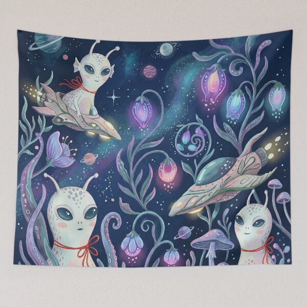 Item preview, Cute Alien Friends Bioluminescent Space Garden designed and sold by zzz888.