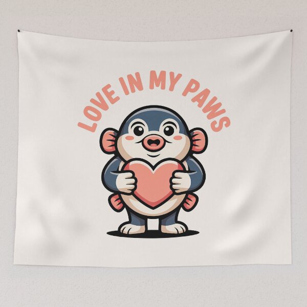 Item preview, Love in My Paws – Cute Ocean Creature Snugglefin Holding Heart Valentine Ilustration designed and sold by NaturEdeN.