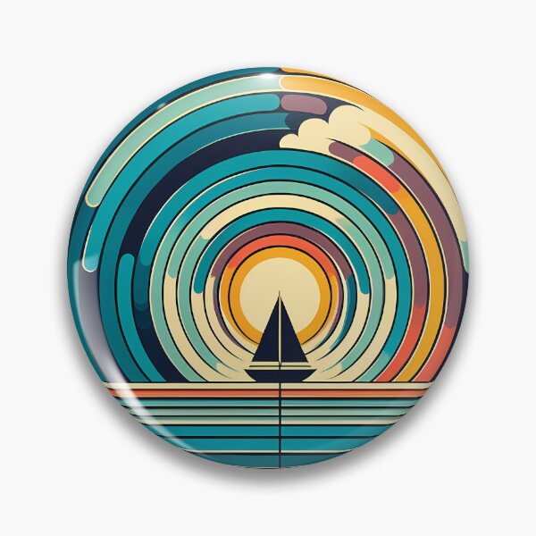 Item preview, Retro Sailboat Sunset Circles designed and sold by InkSmithery.