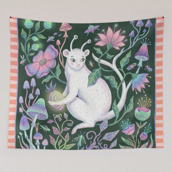 Item preview, Whimsical Alien Lemur Magic Mushroom Cosmic Forest designed and sold by zzz888.