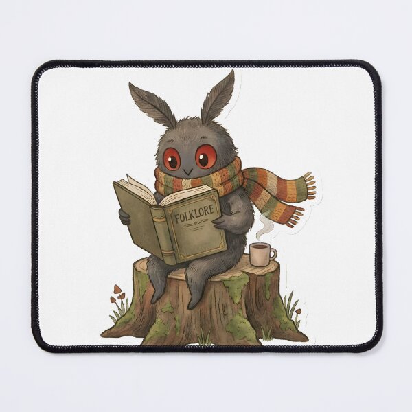 Item preview, Cute Mothman Character Vintage Reading Cryptid Illustration Cozy Book Lover Aesthetic designed and sold by StickyGuys.