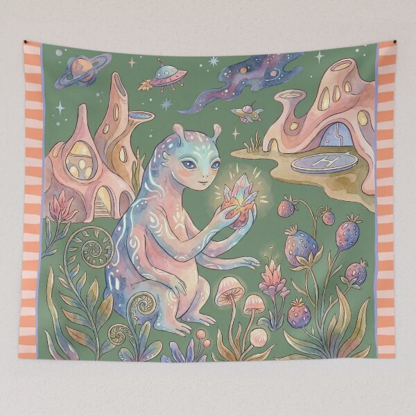 Item preview, Four Armed Alien Crystal Keeper Whimsical Space Village designed and sold by zzz888.